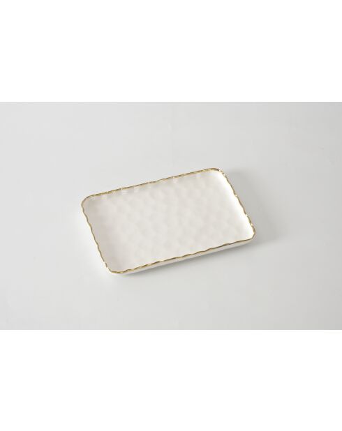 Petit plateau rectangulaire Portofino blanc et or