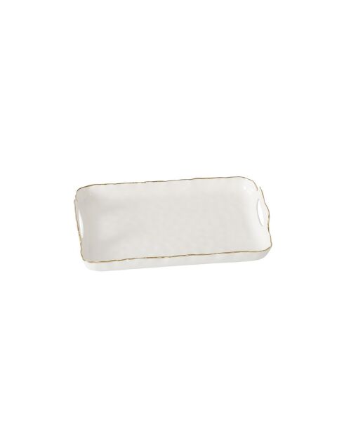 Bandeja rectangular Portofino con asas blanca y dorada - 41,9x27,9x7,6cm