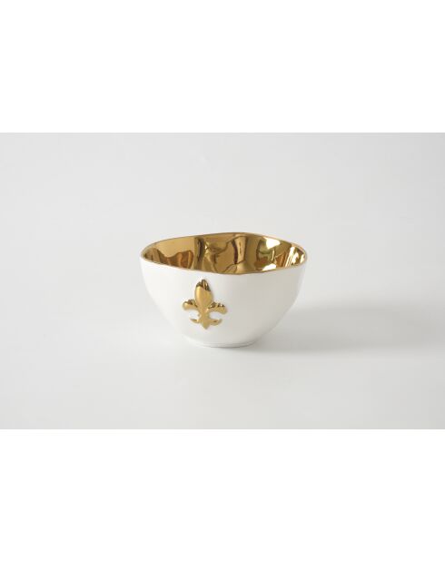 Bol pequeño FLEUR DE LYS blanco y dorado