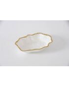 Cuenco para servir Golden Salerno blanco y dorado, 35,6 x 8,9 x 3,8 cm