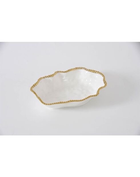 Cuenco para servir Golden Salerno blanco y dorado, 35,6 x 8,9 x 3,8 cm