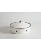 Plato redondo para hornear tartas Salerno con tapa blanca y dorada