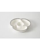 Bandeja para servir Salerno blanca y dorada con 4 compartimentos