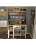 Meuble bar à café FRN 21027 crème/chêne/noir - 125,4x210,3x52,1cm