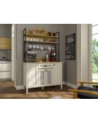 Meuble bar à café FRN 21027 crème/chêne/noir - 125,4x210,3x52,1cm