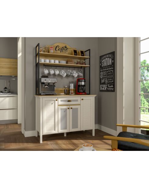 Meuble bar à café FRN 21027 crème/chêne/noir - 125,4x210,3x52,1cm