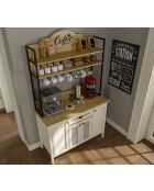 Meuble bar à café FRN 21027 crème/chêne/noir - 125,4x210,3x52,1cm