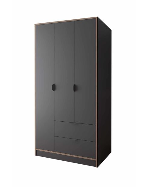 Garde robe Arden 3 anthracite - 97x182x44cm