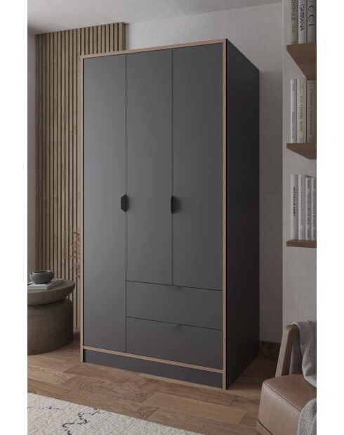 Garde robe Arden 3 anthracite - 97x182x44cm