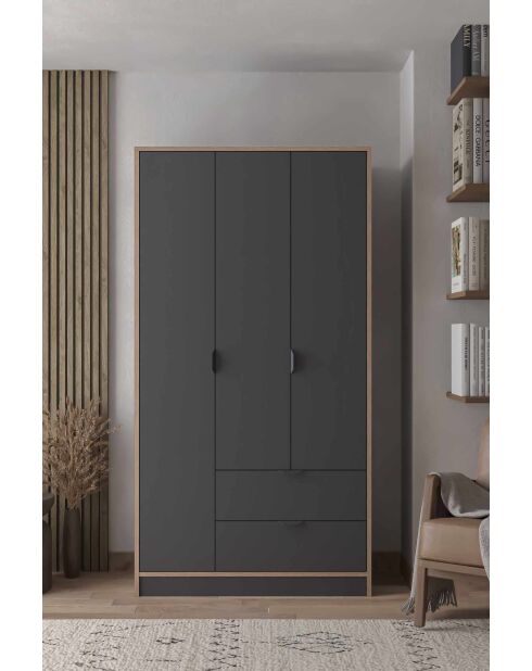 Garde robe Arden 3 anthracite - 97x182x44cm