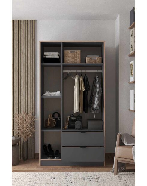 Garde robe Arden 3 anthracite - 97x182x44cm