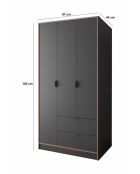 Garde robe Arden 3 anthracite - 97x182x44cm