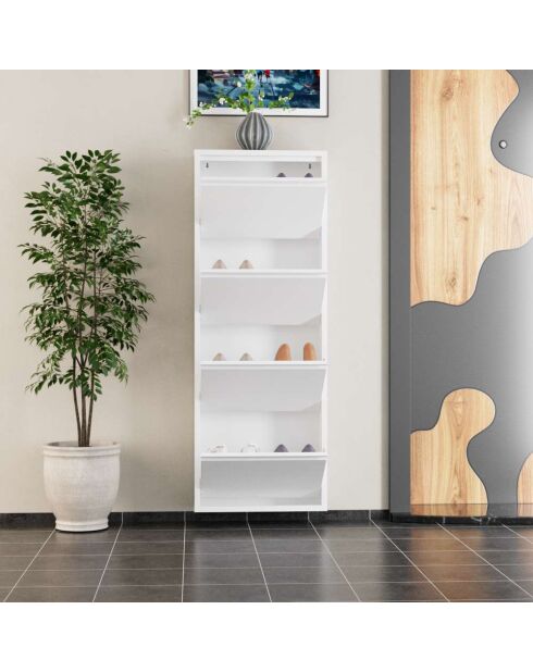 Meuble à chaussures 4 Piece Metal blanc - 50x136x15 cm