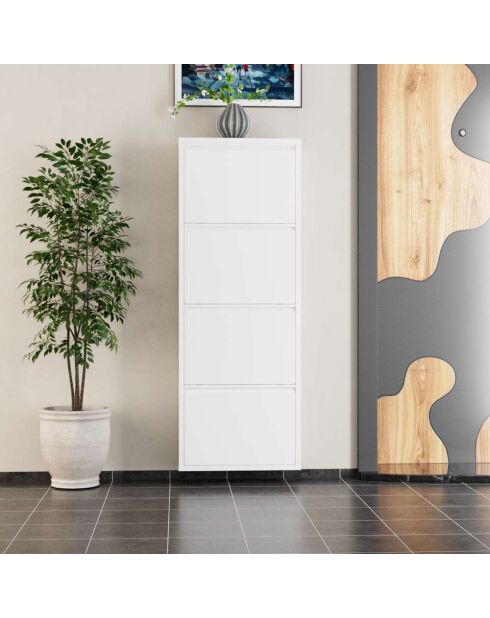 Meuble à chaussures 4 Piece Metal blanc - 50x136x15 cm