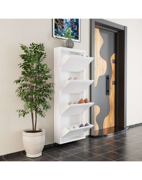 Meuble à chaussures 4 Piece Metal blanc - 50x136x15 cm