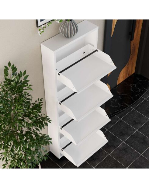 Meuble à chaussures 4 Piece Metal blanc - 50x136x15 cm