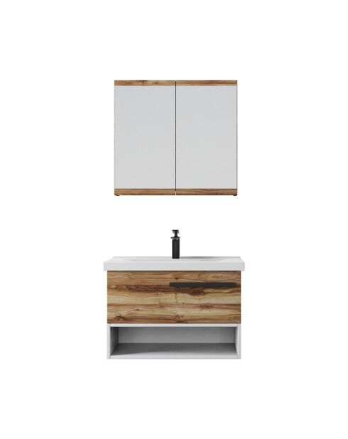 Ensemble de meubles de salle de bain (2 pièces) Blanc 80 pin - 60x70x14cm