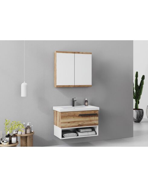 Ensemble de meubles de salle de bain (2 pièces) Blanc 80 pin - 60x70x14cm