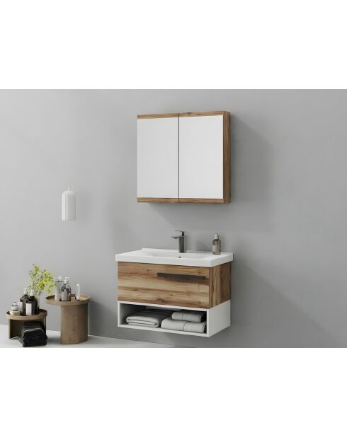 Ensemble de meubles de salle de bain (2 pièces) Blanc 80 pin - 60x70x14cm