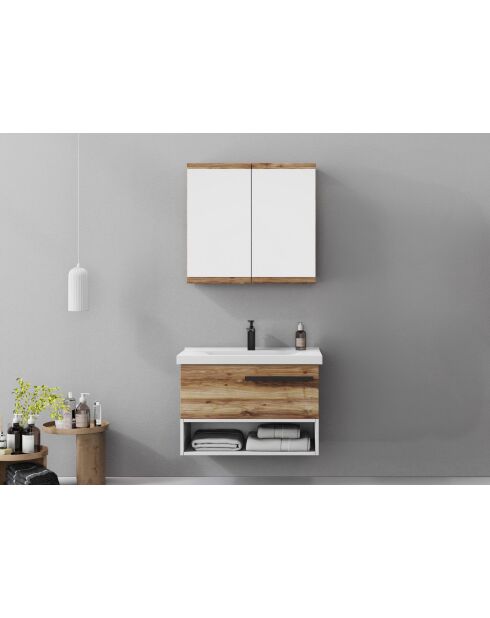 Ensemble de meubles de salle de bain (2 pièces) Blanc 80 pin - 60x70x14cm