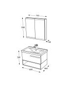 Ensemble de meubles de salle de bain (2 pièces) Blanc 80 pin - 60x70x14cm