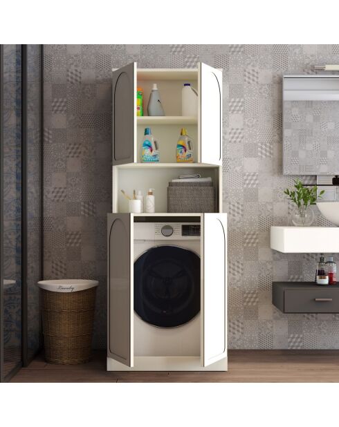 Meuble pour machine à laver Lyon 73 crème - 70x183x73 cm