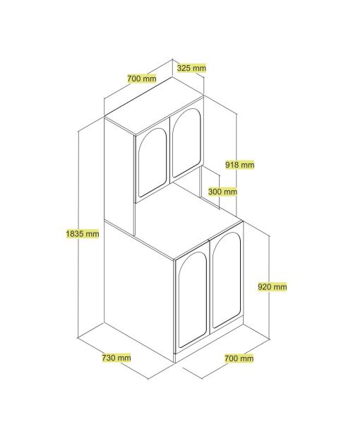 Meuble pour machine à laver Lyon 73 crème - 70x183x73 cm