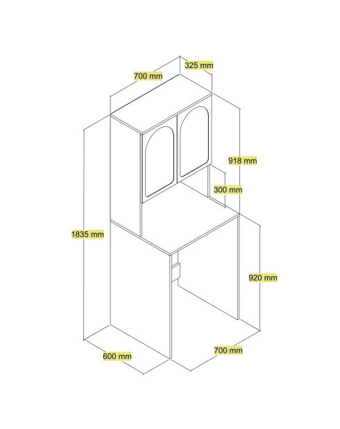 Meuble pour machine à laver Lyon 60 crème - 70x183x60 cm
