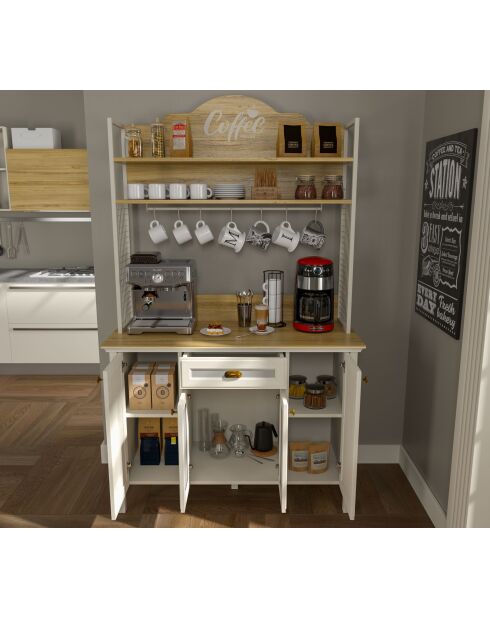 Meuble bar à café FRN 21027 1 crème/chêne/blanc - 125,4x210,3x52,1cm