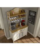 Meuble bar à café FRN 21027 1 crème/chêne/blanc - 125,4x210,3x52,1cm