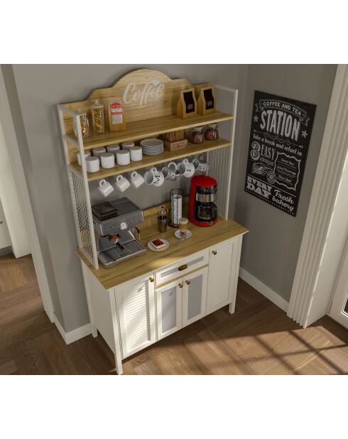 Meuble bar à café FRN 21027 1 crème/chêne/blanc - 125,4x210,3x52,1cm