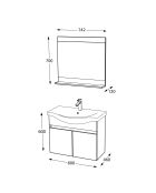 Ensemble de meubles de salle de bain (2 pièces) Mare 80 gris mat - 74,2x70x12 cm