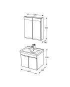 Ensemble de meubles de salle de bain (2 pièces) Carıno 65 pin/gris mat - 65x55x46cm
