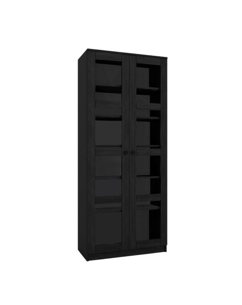 Armoire multifonctionnelle Lucas Glass 1600 92 noire - 80x190x37 cm