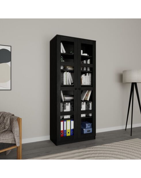 Armoire multifonctionnelle Lucas Glass 1600 92 noire - 80x190x37 cm