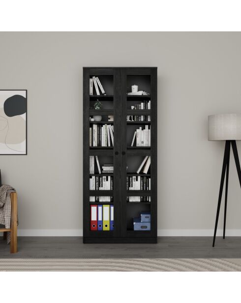 Armoire multifonctionnelle Lucas Glass 1600 92 noire - 80x190x37 cm