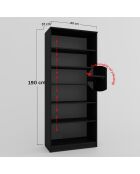 Armoire multifonctionnelle Lucas Glass 1600 92 noire - 80x190x37 cm