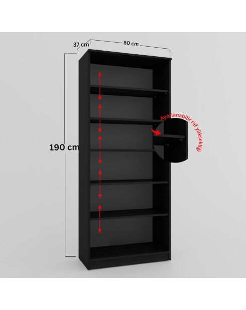 Armoire multifonctionnelle Lucas Glass 1600 92 noire - 80x190x37 cm