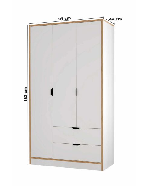 Garde robe Arden 3 blanche- 97x182x44cm