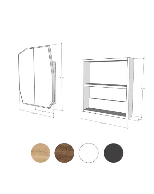 Armoire de toilette Quartz Cabinet noire - 12x45x50 cm