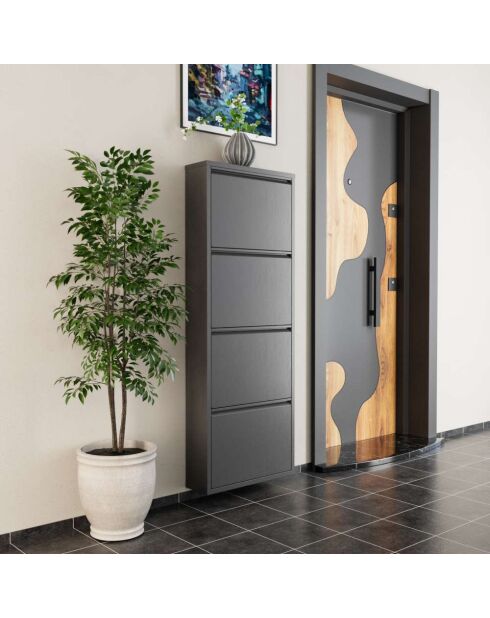 Meuble à chaussures 4 Piece Metal anthracite - 50x136x15 cm