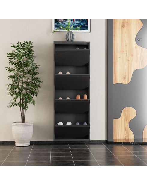 Meuble à chaussures 4 Piece Metal anthracite - 50x136x15 cm