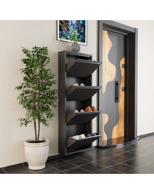 Meuble à chaussures 4 Piece Metal anthracite - 50x136x15 cm