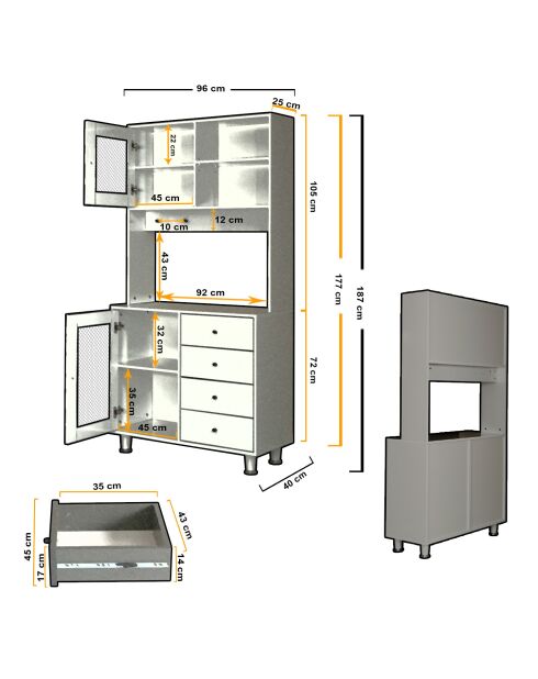 Armoire multifonctionnelle Grano 96 blanche - 96x187x40cm