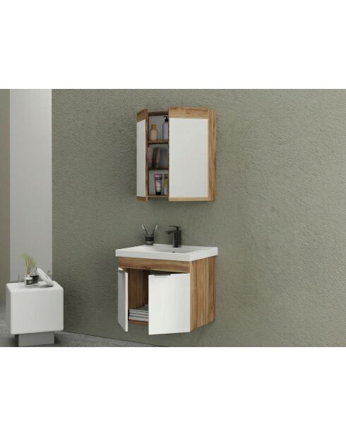 Ensemble de meubles de salle de bain (2 pièces) Carıno 65 pin/blanc mat - 65x55x46cm