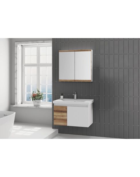 Ensemble de meubles de salle de bain (2 pièces) Abra 80 pin blanc - 60x70x14cm
