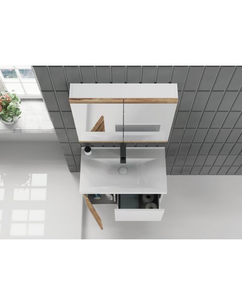 Ensemble de meubles de salle de bain (2 pièces) Abra 80 pin blanc - 60x70x14cm