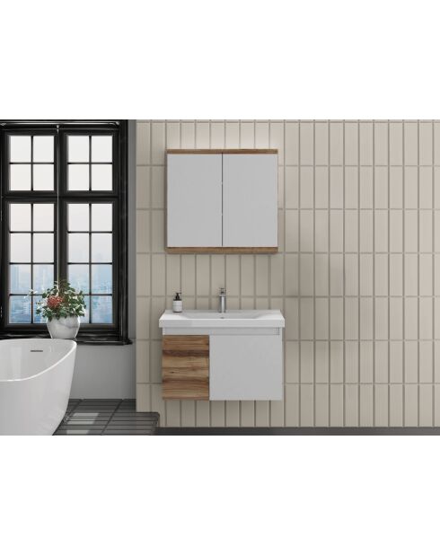 Ensemble de meubles de salle de bain (2 pièces) Abra 80 pin blanc - 60x70x14cm