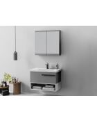 Ensemble de meubles de salle de bain (2 pièces) Blanc 80 gris mat - 60x70x14cm