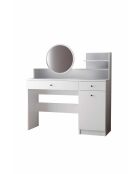 Table de maquillage Harmony 2 Round blanche - 124x135x40 cm
